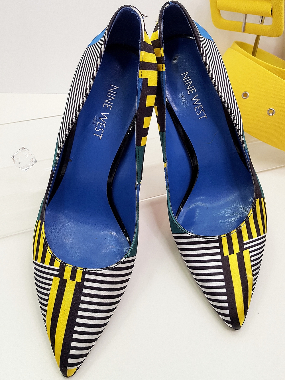 Nine West Striped Pumps💋Vintage Multicolor Pointed-Toe High Heels